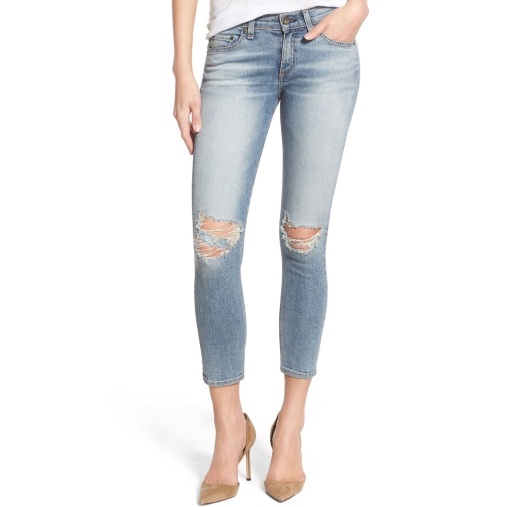 rag & bone/JEAN Destroyed Capri Skinny Jeans Murra